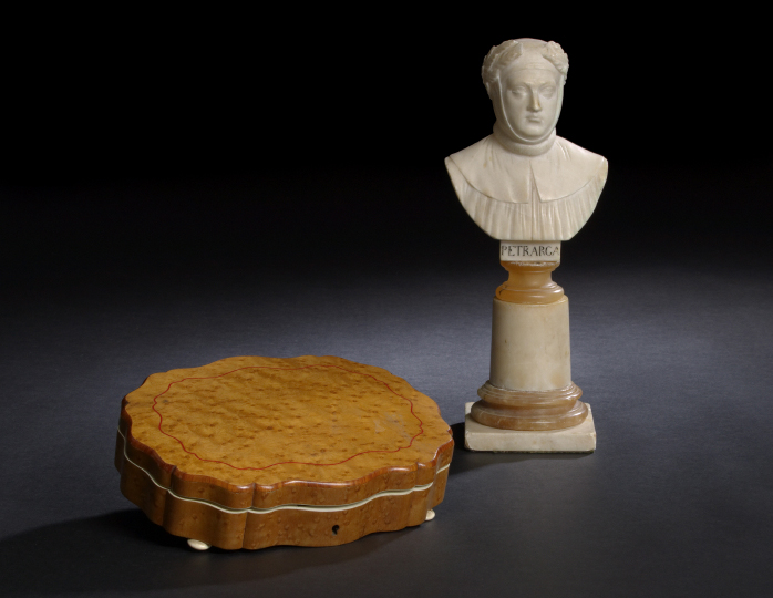 Appraisal: Italian Grand Tour Caramel Alabaster and Carrara Marble Tabletop Bust