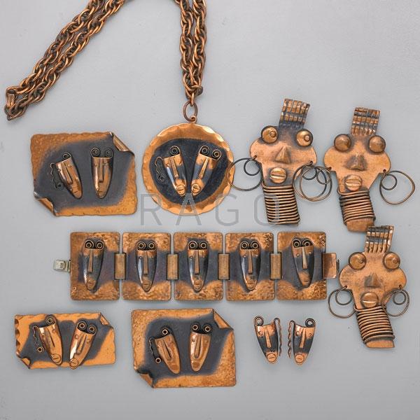 Appraisal: FRANK REBAJE MODERNIST COPPER JEWELRY Condition Report