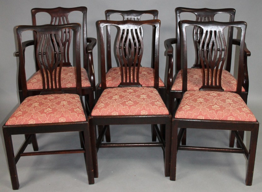 Appraisal: A set of six Edwardian mahogany dining chairs each with