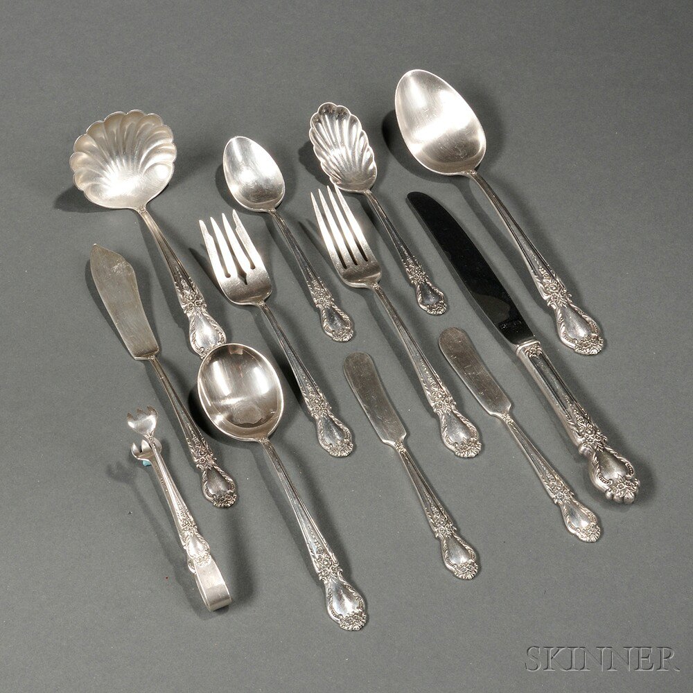 Appraisal: International Brocade Pattern Sterling Silver Flatware Service Meriden Connecticut mid