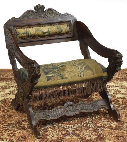 Appraisal: Italian Renaissance Revival walnut armchair th c having a foliate