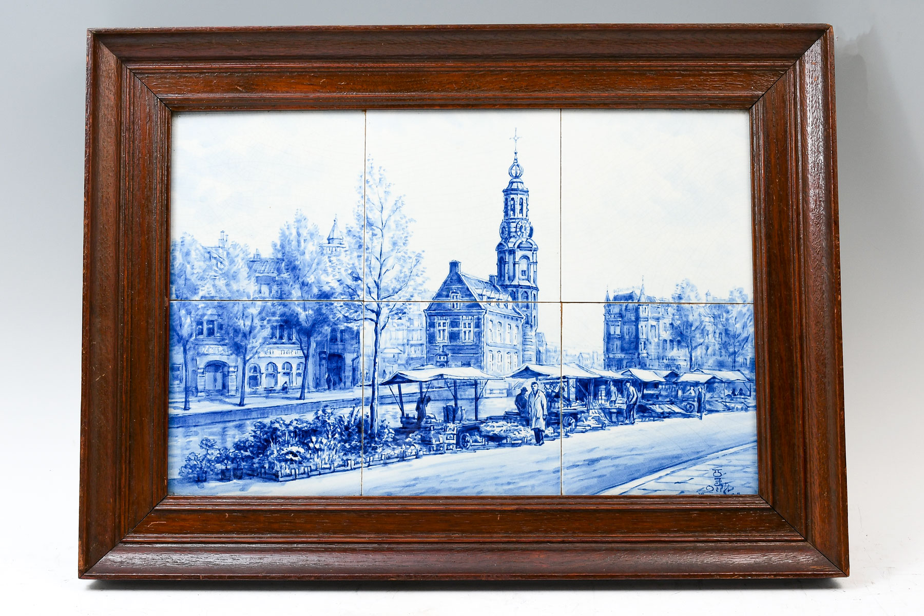 Appraisal: FRAMED DUTCH DELFT TILE PLAQUE Comprised of framed tiles mounted