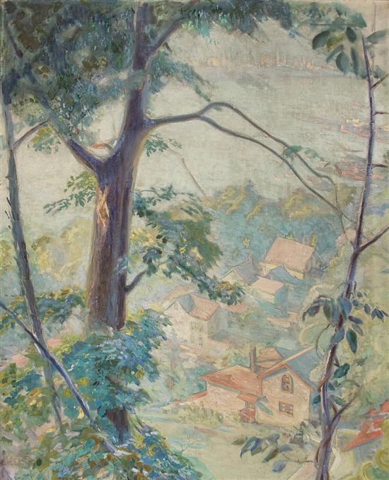 Appraisal: AIMEE ORTLIP American b View from Fort Lee oil on