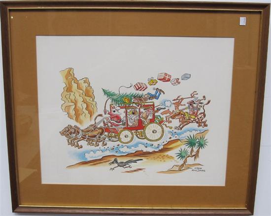 Appraisal: RHOADS FRED AMERICAN - The Wild West Signed Framed ink