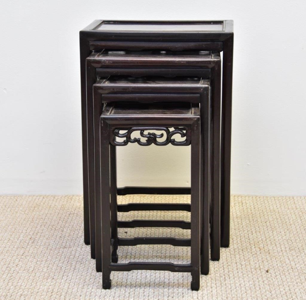 Appraisal: Set of four Asian hardwood nesting tables Tallest x w