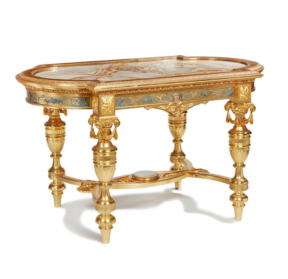 Appraisal: Pottier and Stymus Center Table Pottier and Stymus gilded center