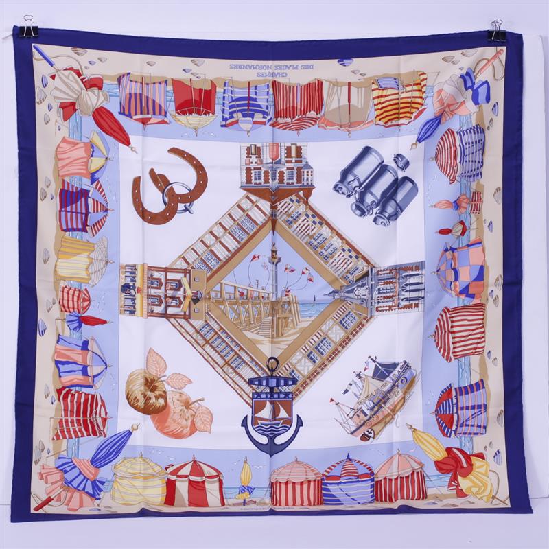 Appraisal: Hermes Paris 'Charmes des Plages Normandes' silk scarf designed by