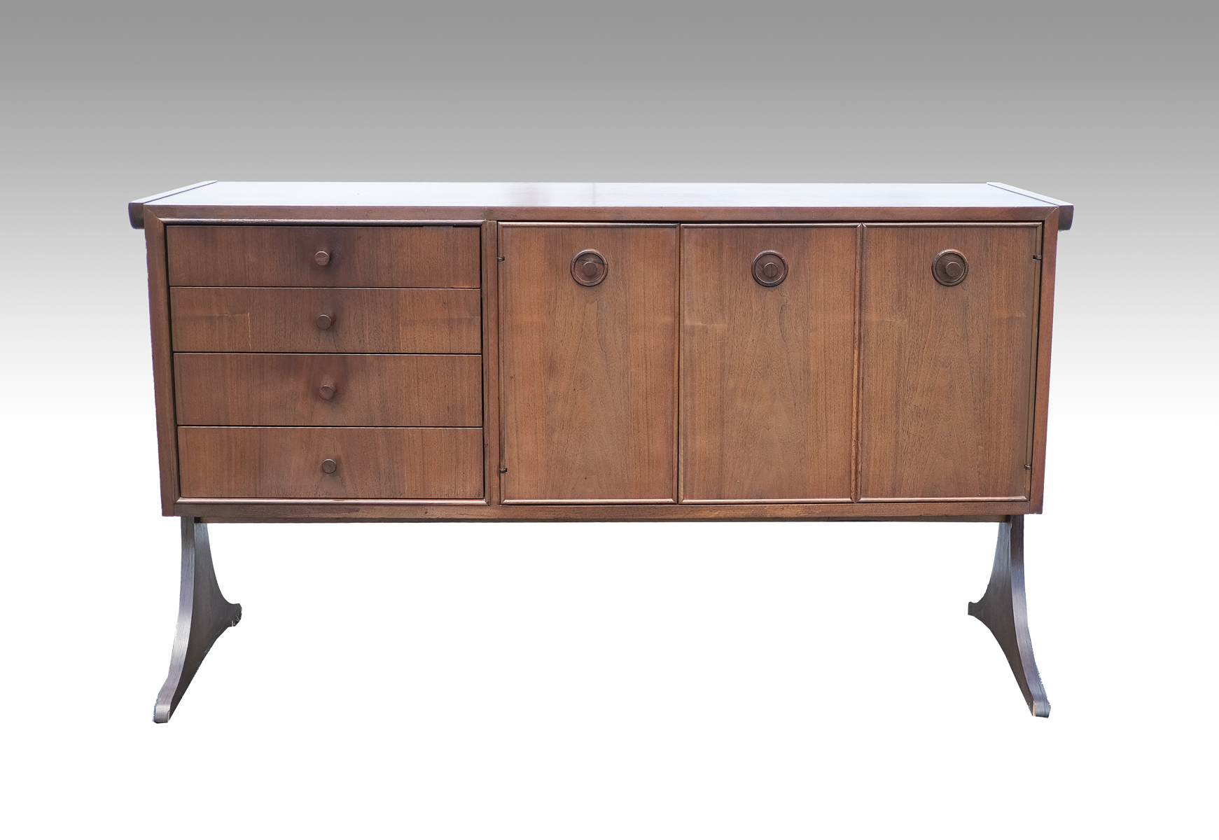 Appraisal: DANISH CARLO JENSEN TEAK SIDEBOARD Four drawers two door mid-century