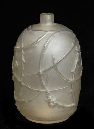 Appraisal: FRENCH ART DECO MOLDED GLASS BUD VASE The -mold ovoid