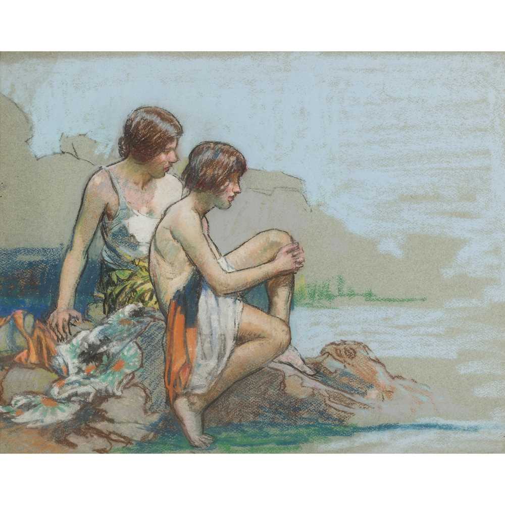 Appraisal: FRANCIS PATRICK MARTIN SCOTTISH - BATHERS ON THE ROCKS Pastel