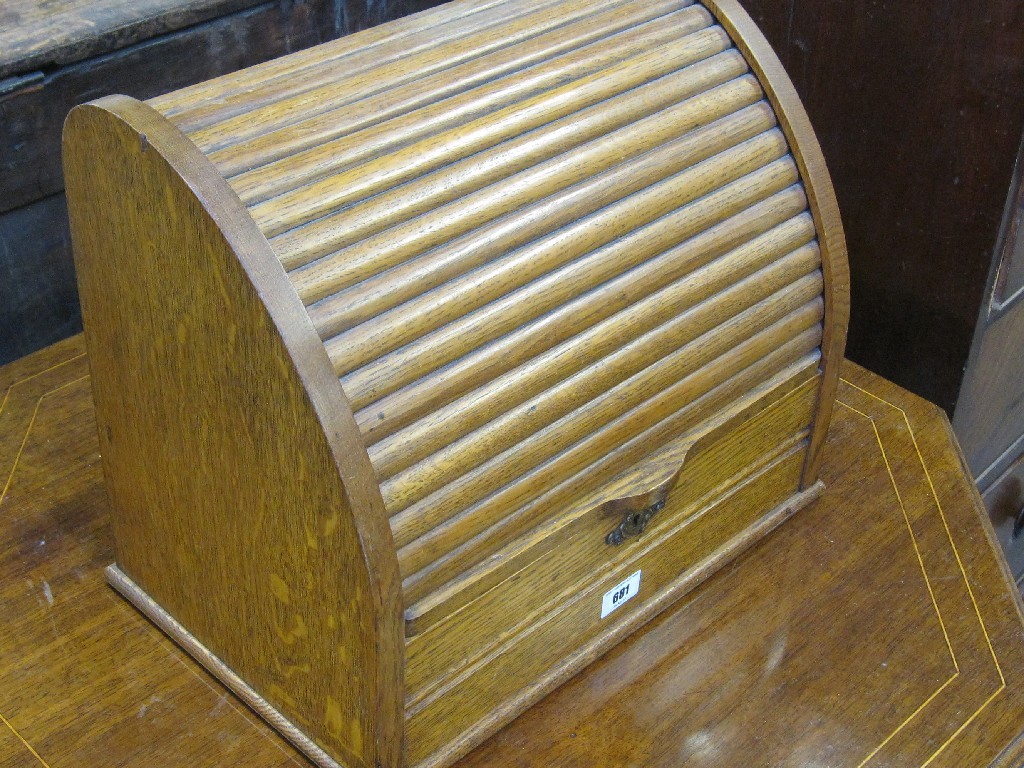 Appraisal: Oak cylinder top stationary cabinet