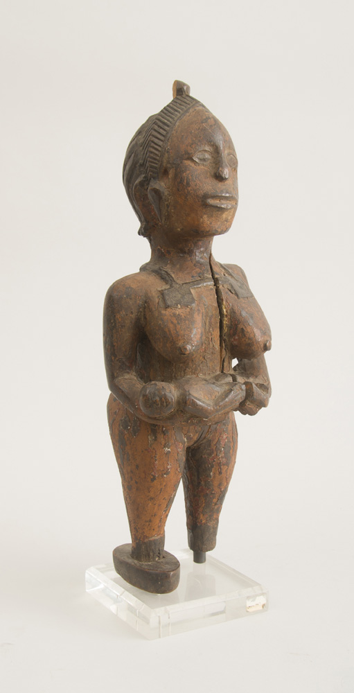 Appraisal: AFRICAN CARVED AND PAINTED WOOD GROUP OF MOTHER AND CHILD