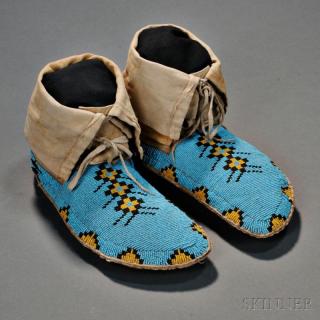 Appraisal: Blackfeet Beaded Hide Moccasins c last quarter th century soft