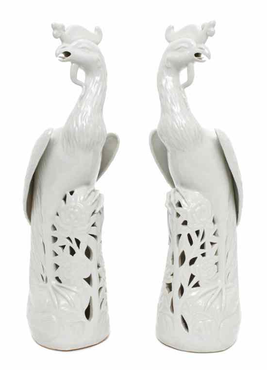 Appraisal: A Pair of Chinese Porcelain Phoenix each depicted with open