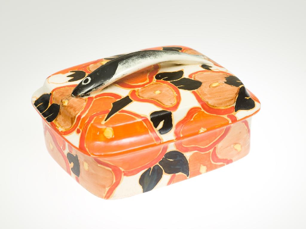 Appraisal: CLARICE CLIFF FANTASQUE ORANGE CHINTZ SARDINE DISH AND COVER c