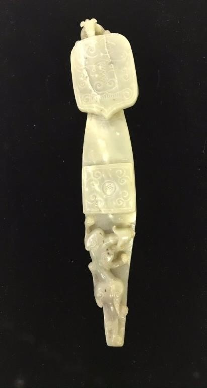 Appraisal: Chinese carved stone Ruyi scepter l Condition good