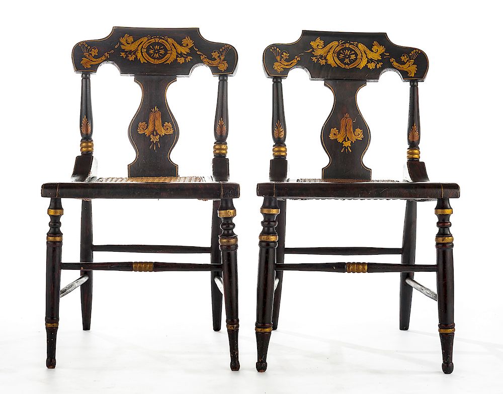 Appraisal: Pair of Baltimore Empire Side Chairs DESCRIPTION A pair of