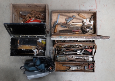 Appraisal: A collection mixed to include tool boxes contents lifting chains