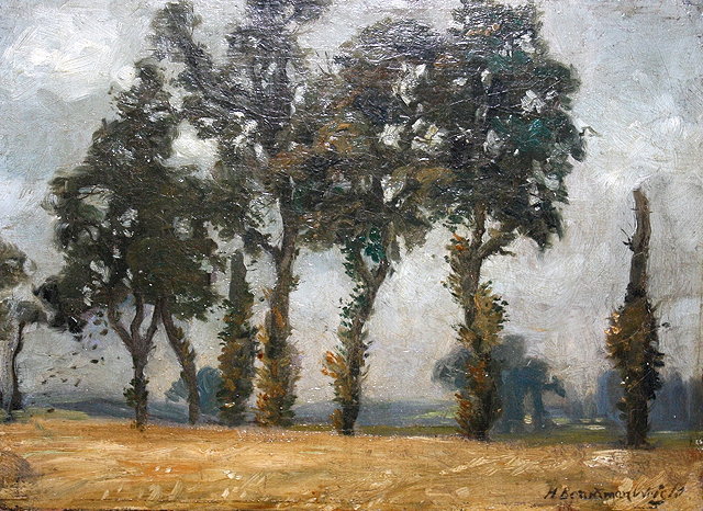 Appraisal: H BOARDMAN WRIGHT d Landscape with trees signed oils on