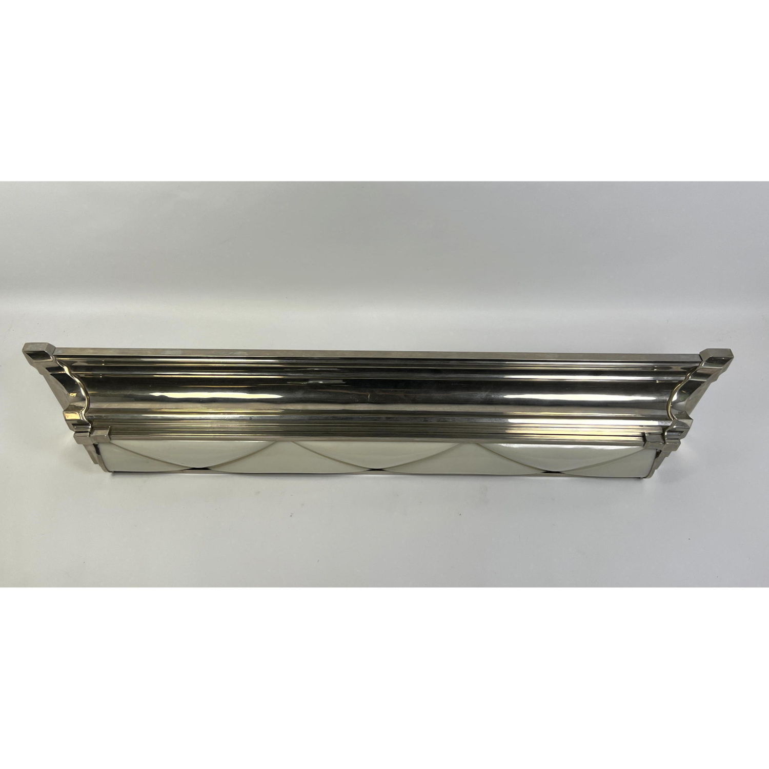 Appraisal: FRENCH Art Deco chrome light fixture White shade is early