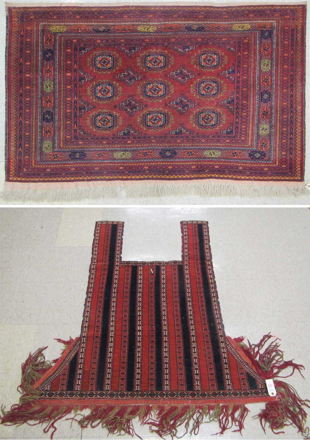 Appraisal: TWO AFGHAN TRIBAL WEAVINGS wedding trapping ' x ' Ersari