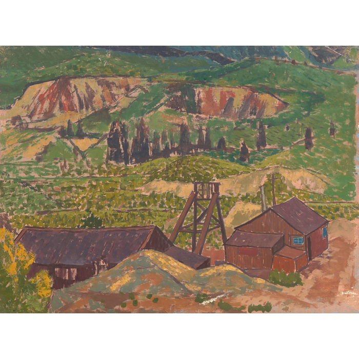 Appraisal: Paul Kauver Smith Colorado Mining Scene c oil on unstretched