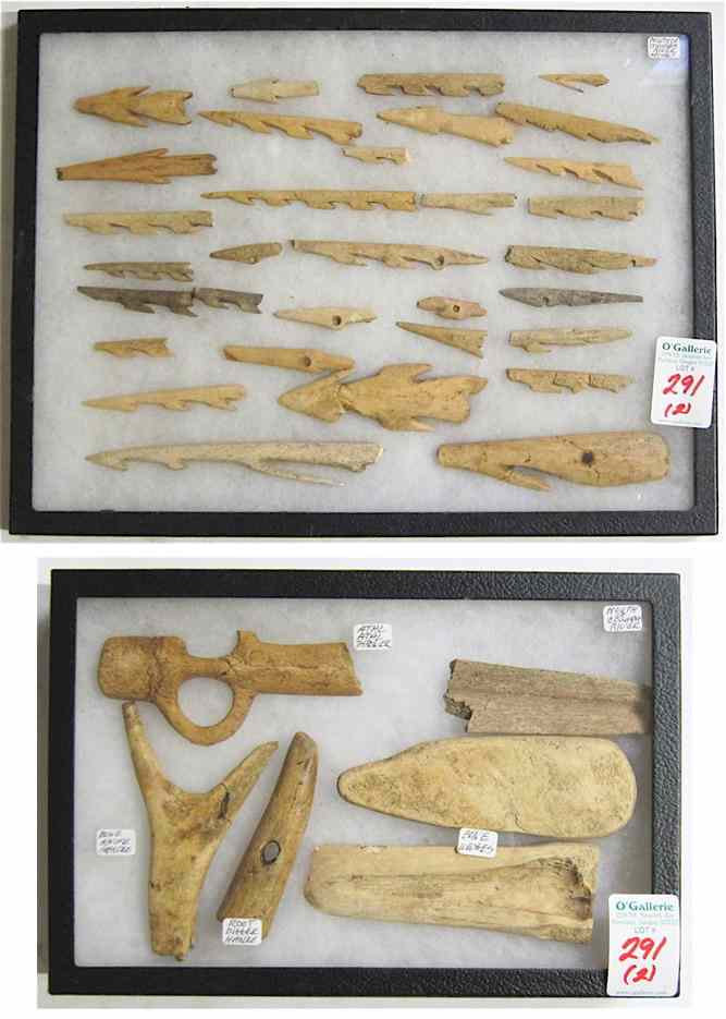 Appraisal: TWO CASED COLLECTIONS OF APPROXIMATELY NATIVE AMERICAN INDIAN BONE and