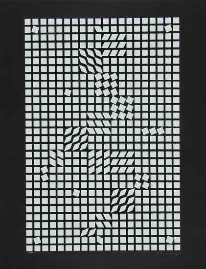 Appraisal: Victor Vasarely - Untitled silkscreen signed in white crayon numbered