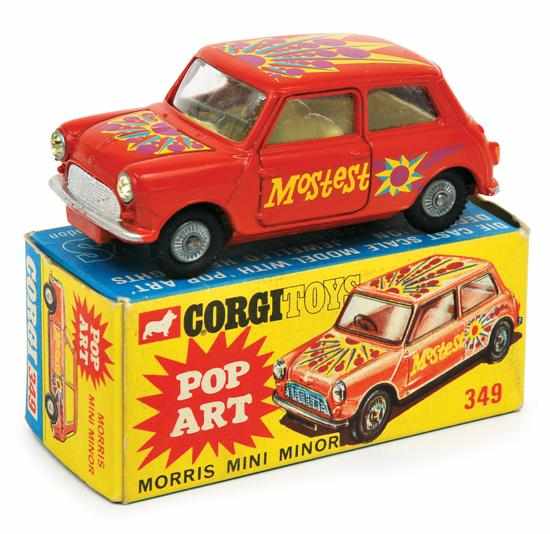 Appraisal: Corgi Pop Art Morris Mini Minor red-orange body lemon interior