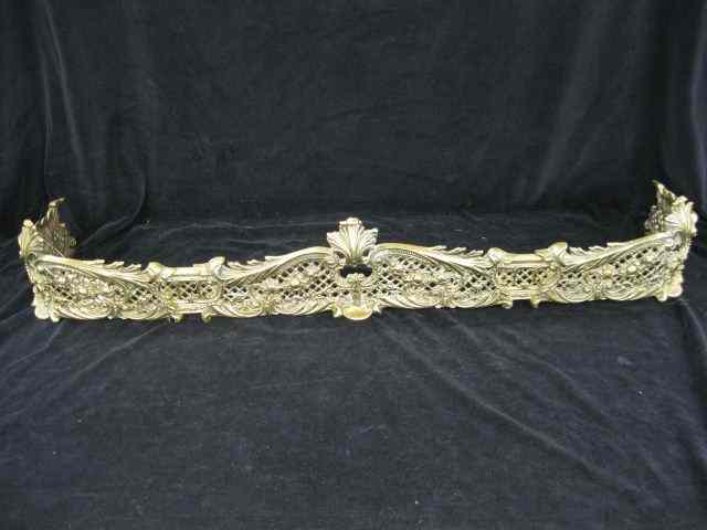 Appraisal: Brass Fireplace Fender elaborate floral lattice decor '' wide