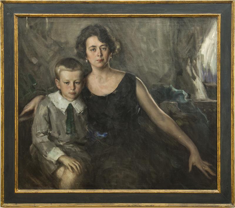 Appraisal: AMERICAN SCHOOL MOTHER AND SON Oil on canvas unsigned x