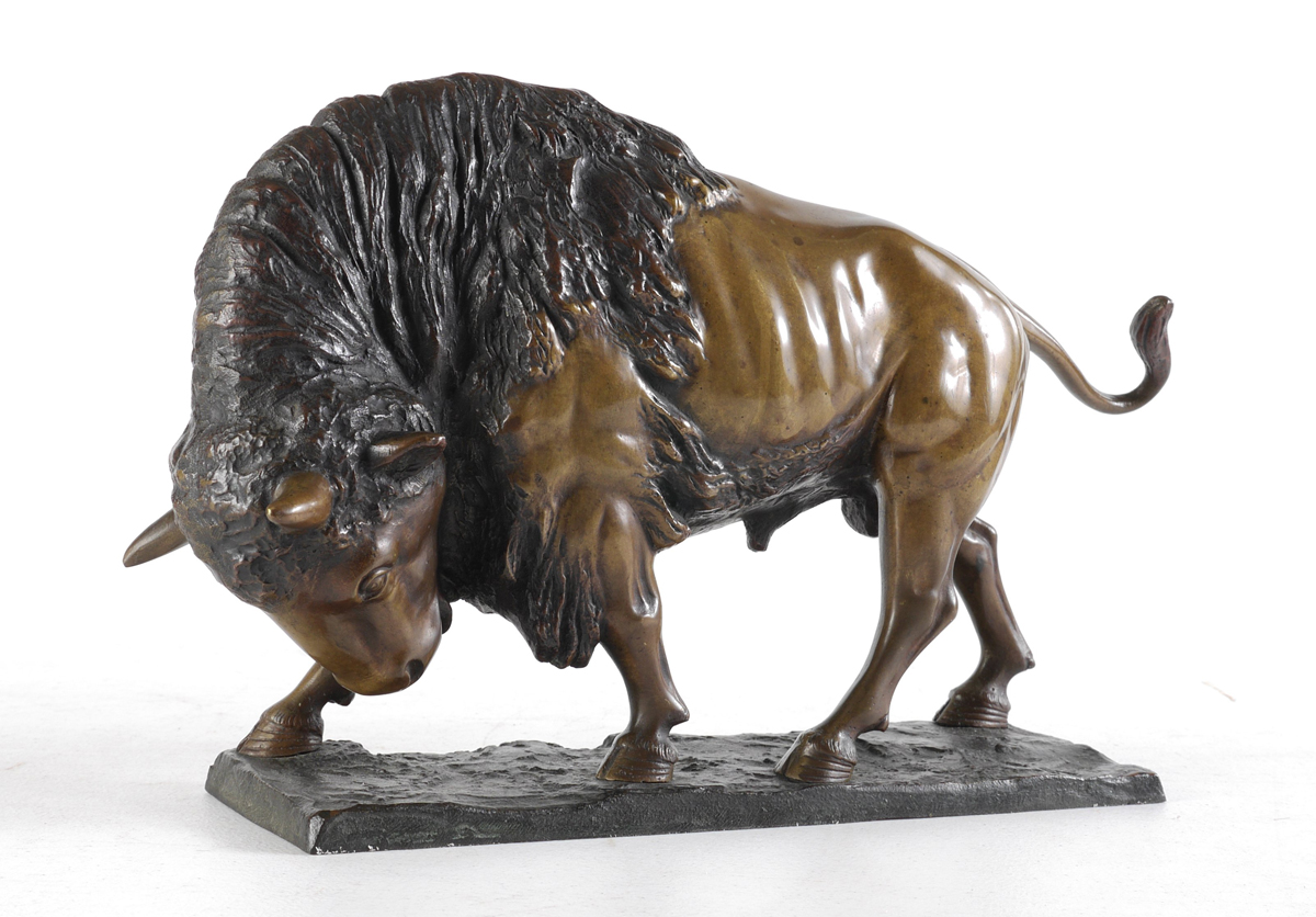 Appraisal: HEAVY BUFFALO BRONZE SIGNED HAASE '' h '' w probably