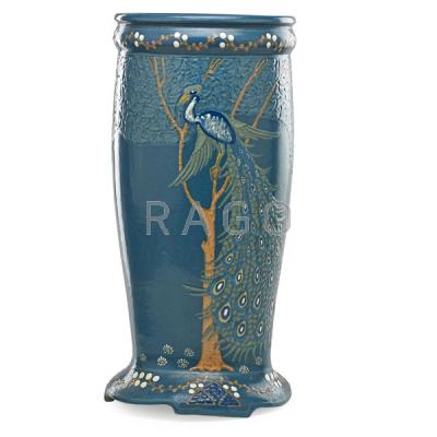 Appraisal: F H RHEAD ROSEVILLE Peacock umbrella stand Condition Report