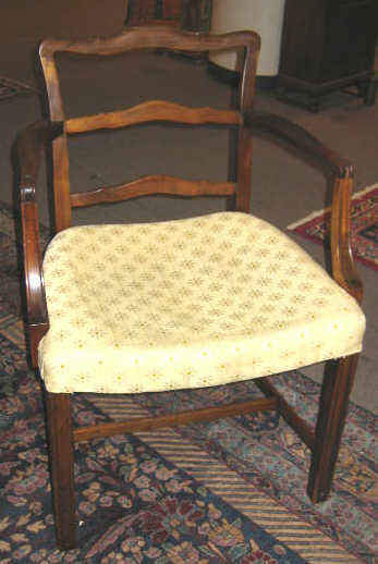 Appraisal: AMERICAN CHIPPENDALE STYLE MAHOGANY ARMCHAIR Low back with three horizontal