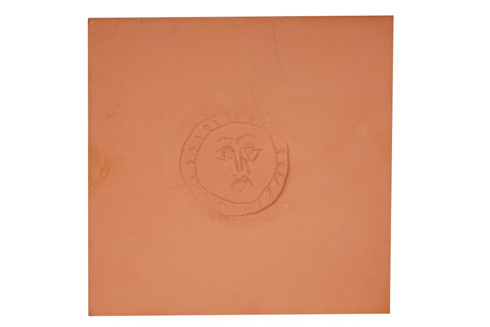 Appraisal: PABLO PICASSO MADOURA TERRACOTTA TILEimpressed Madoura mark to verso further