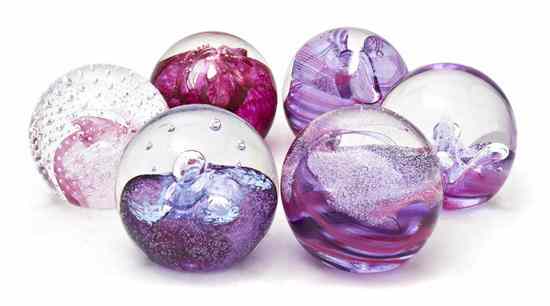 Appraisal: Six Caithness Glass Paperweights each of circular form with pink