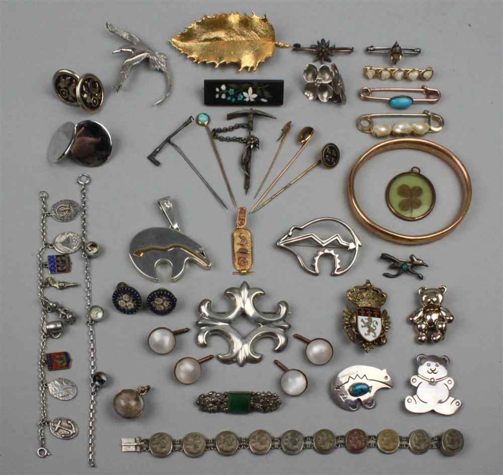 Appraisal: COLLECTION OF JEWELRY including a silver bracelet formed as ten