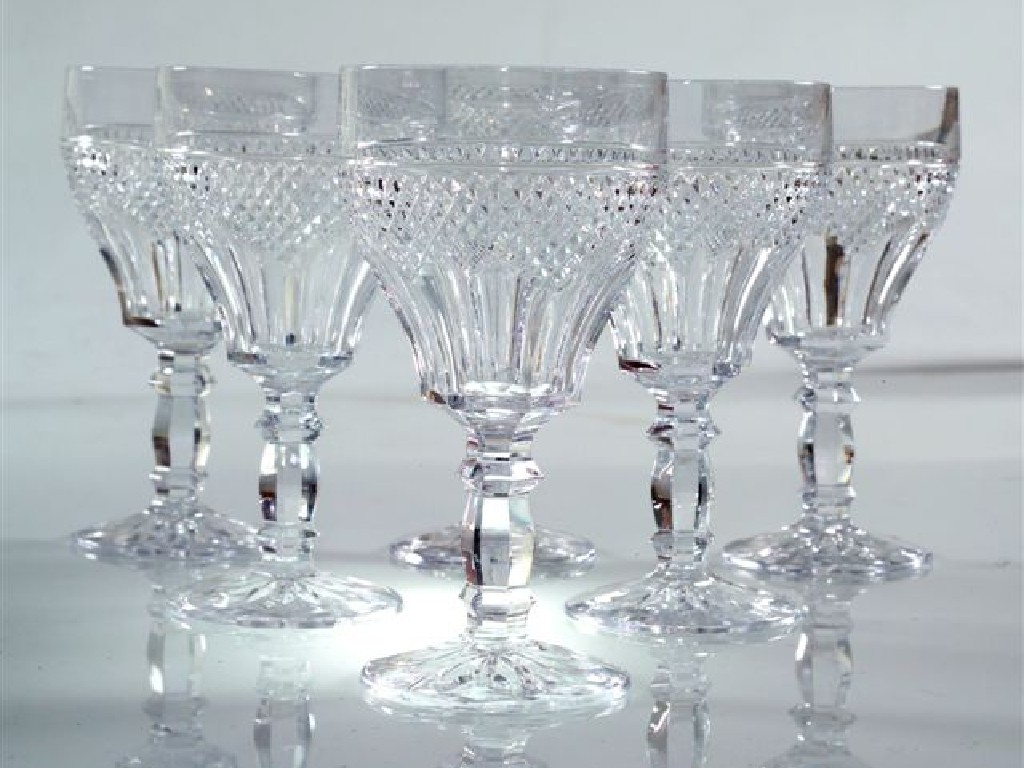 Appraisal: SET OF TWELVE VICTORIAN CUT-GLASS WINES each with diamond cut