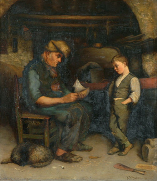 Appraisal: Alfred James Daplyn - The Boatmaker oil on canvas laid