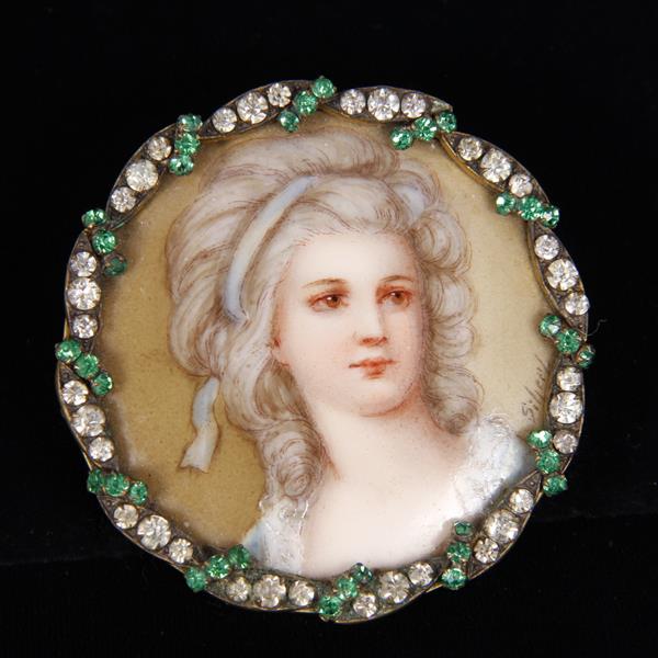 Appraisal: French Miniature Portrait of a young lady on ivory mounted