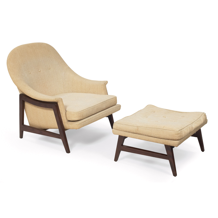 Appraisal: Edward Wormley chair and ottoman by Dunbar ash frame original