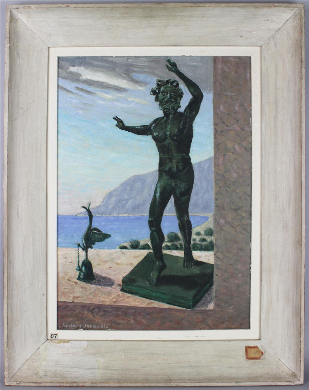 Appraisal: ANDERS JORDAHL ca POMPEIAN BRONZES Oil on board x in