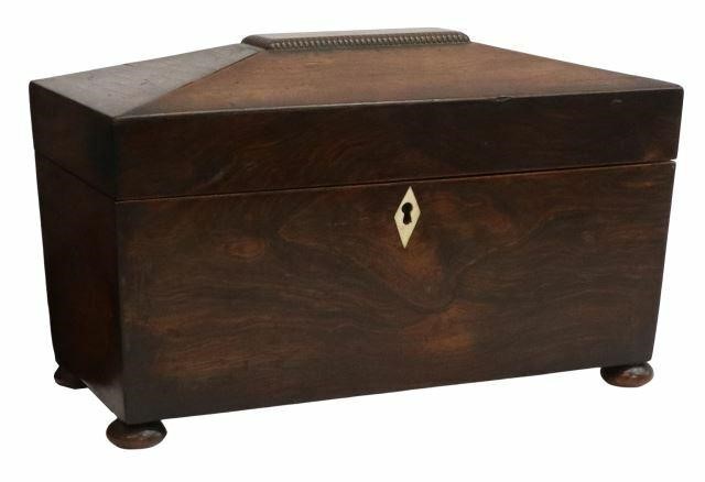 Appraisal: English Regency period rosewood tea caddy early th c the