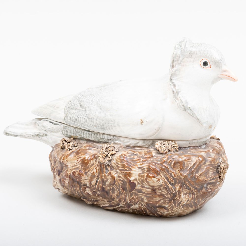 Appraisal: Staffordshire Pearlware Grey Pigeon Form Tureen in long Condition Minor