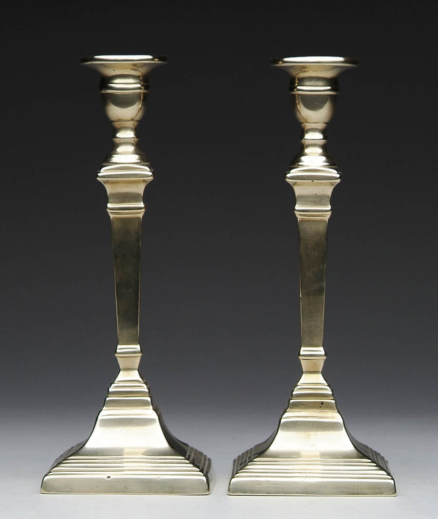 Appraisal: FINE PAIR OF FEDERAL STEP BASE CANDLESTICKS Circa - Push