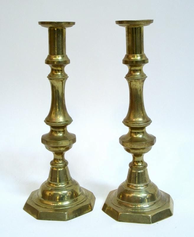 Appraisal: Pair Of th C Brass Candlesticks Pair Of th C