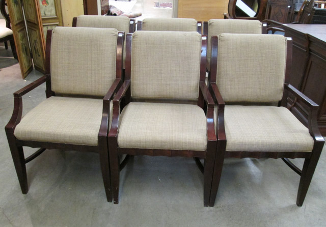 Appraisal: A SET OF SIX UPHOLSTERED MAHOGANY ARMCHAIRS Flexsteel Industries Inc