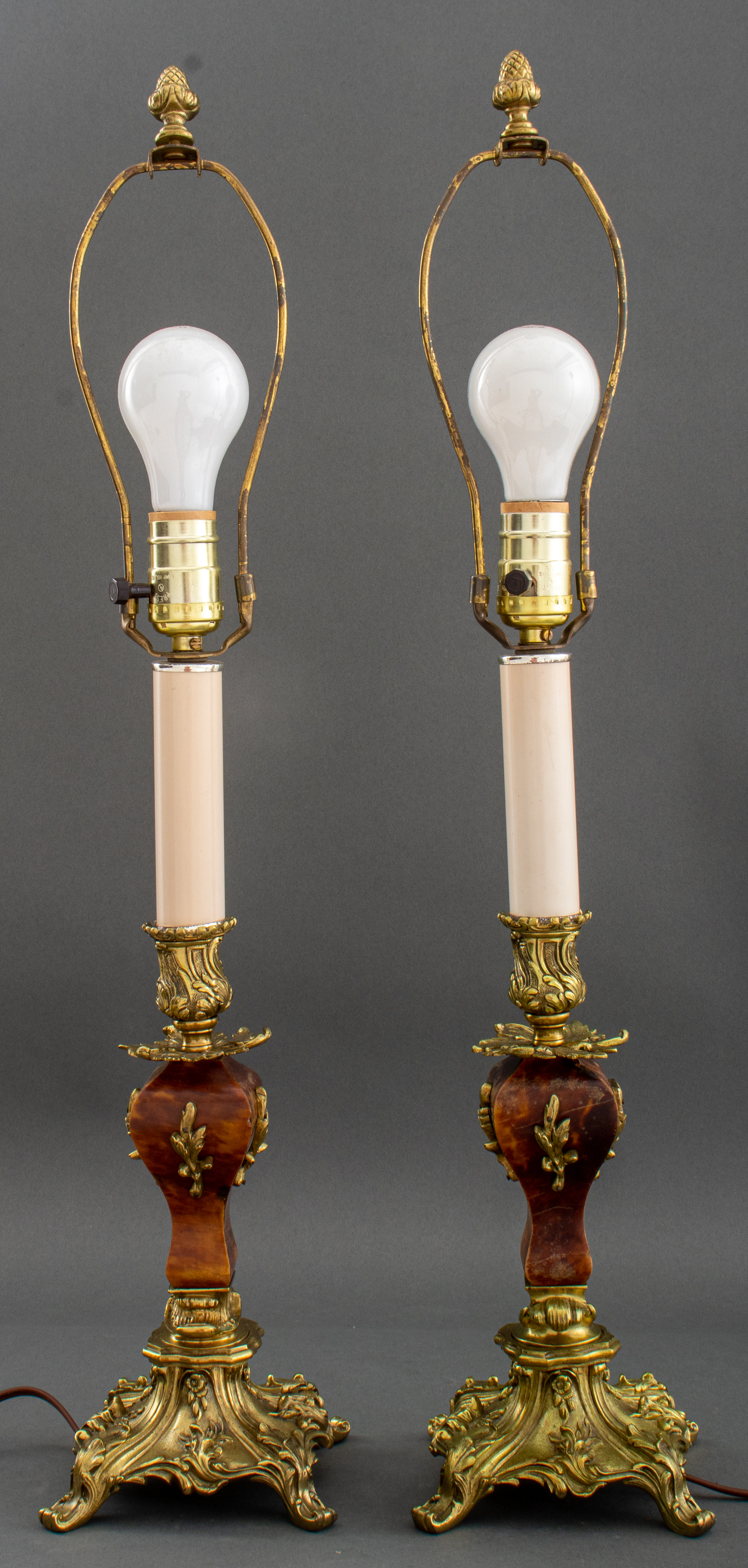 Appraisal: SOUTH GERMAN ROCOCO STYLE CANDLESTICK LAMPS PR South German Rococo