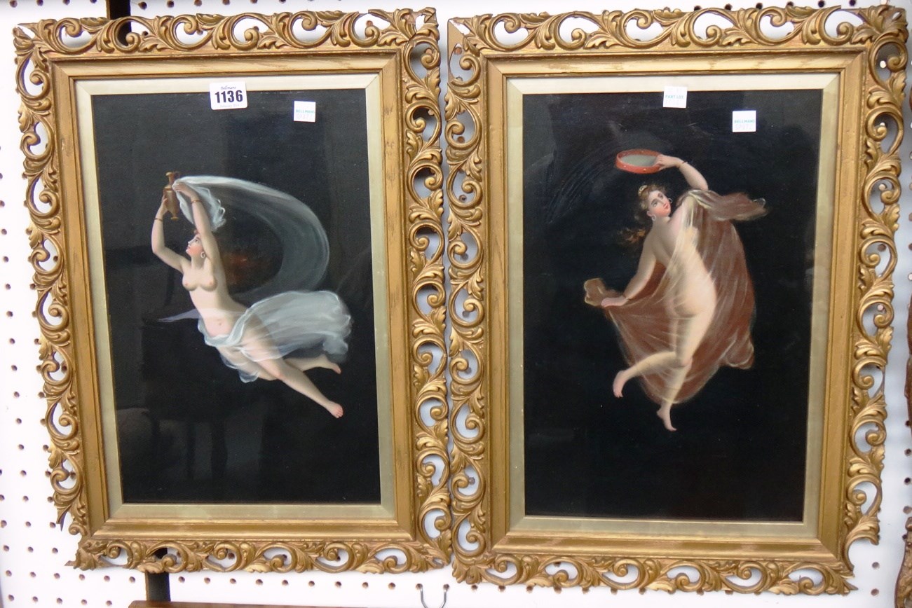 Appraisal: Manner of Michaelangelo Maestri Muses a pair oil on board