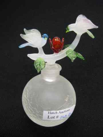 Appraisal: Art Glass Perfume Bottle satin with crackle design and figural